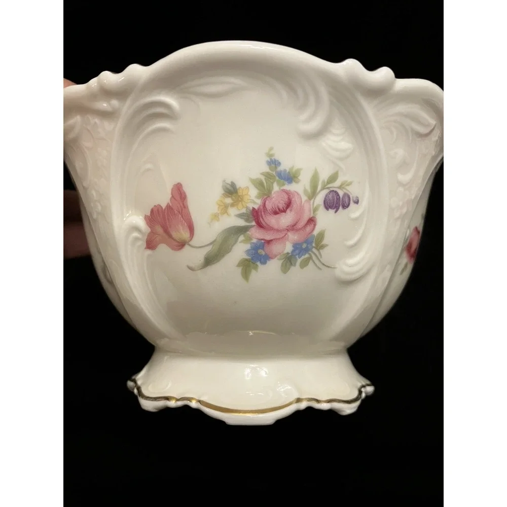 VTG Krautheim Bavarian Porcelain China Floral Sugar Bowl US Zone Germany 1940s